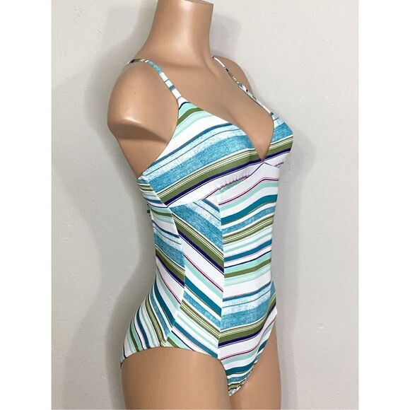 New. Splendid aqua stripe swimsuit. Normally $115 - Picture 3 of 6